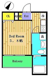 リヴテラス稲田堤 1Kの間取図画像