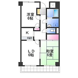 バリュー藪 2DKの間取図画像