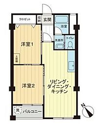深沢コーポラス 2LDKの間取図画像