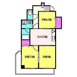 ディアアルテ 3DKの間取図画像