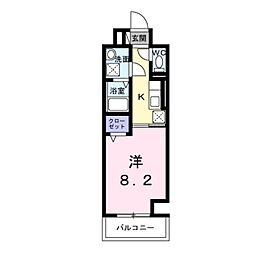 ウィングコート天王寺 1Kの間取図画像