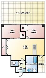クロスステージ大濠 2LDKの間取図画像