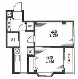 東川口マンション 2Kの間取図画像