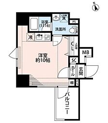 プレール・ドゥーク東新宿3 ワンルームの間取図画像