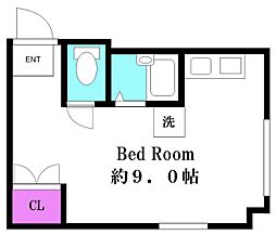 チェックメイトビル ワンルームの間取図画像