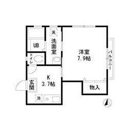 フォレストメゾンNAKANISHI 2階1Kの間取り