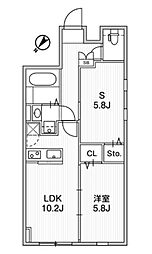 Aglaia 千石 Deux 1SLDKの間取図画像