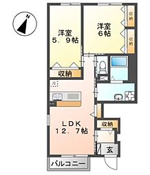 マノワール1 2LDKの間取図画像