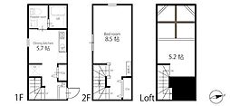 ハーミットクラブハウス戸越銀座 1DKの間取図画像
