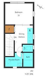 R-SIX 2階1Kの間取り