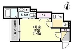 ベイルーム海老名 1Kの間取図画像