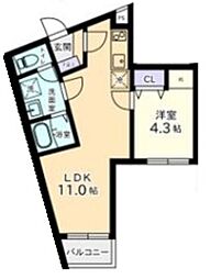 ヴィラージュ白金台 1LDKの間取図画像