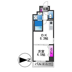 クローバー・レジデンス城東放出 1DKの間取図画像
