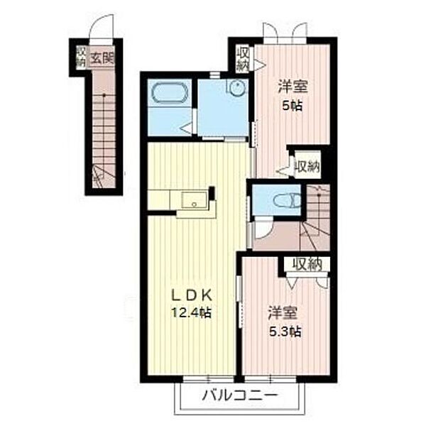 アステールＢ 00202｜栃木県真岡市亀山３丁目(賃貸アパート2LDK・2階・56.10㎡)の写真 その2