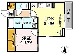 CRESCENT琴平 1LDKの間取図画像