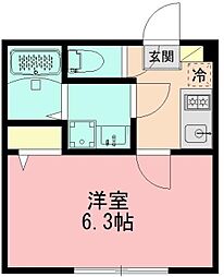 相模原市南区東林間6丁目アパート 1Kの間取図画像