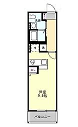 川崎市宮前区宮前平1丁目アパート ワンルームの間取図画像