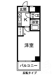 コートビュータワー 1Kの間取図画像