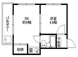 メゾントーマ 3階1DKの間取り