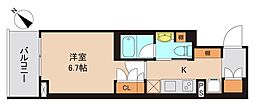 東京メトロ東西線 行徳駅 徒歩6分の賃貸マンション 5階1Kの間取り