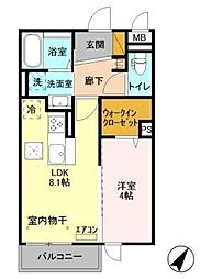 モアニおおたか 1階1LDKの間取り