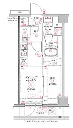 川崎市高津区二子1丁目マンション 1DKの間取図画像