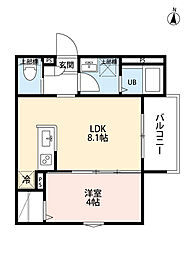 Cuore 新所沢 1階1LDKの間取り