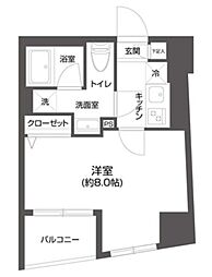 GRAN PASEO 市谷甲良町 2階1Kの間取り