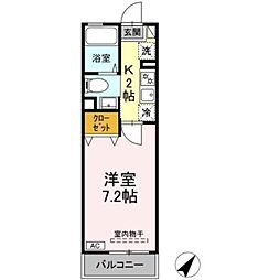 クレスト・シノダ 1Kの間取図画像