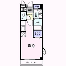 ベルアルモニー1番館 ワンルームの間取図画像