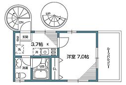 グランエッグスノア 1Kの間取図画像