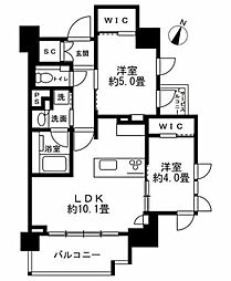クリオラベルヴィ市ヶ谷 2LDKの間取図画像