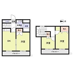 サンライズシナサン 3DKの間取図画像