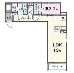 ヒカルサ志木 1LDKの間取図画像