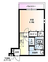 フジパレス宝塚小林3番館 1Kの間取図画像