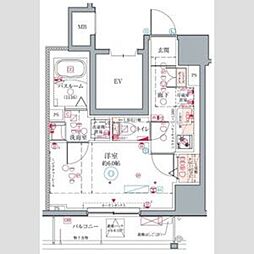 クレヴィスタ板橋 1Kの間取図画像