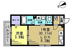 Lavage上本郷 1LDKの間取図画像