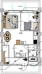池田山マンション 1LDKの間取図画像