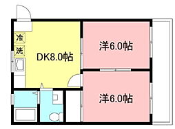 昼間ハイツ 2DKの間取図画像