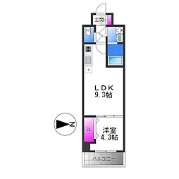 グランパシフィック北巽 1LDKの間取図画像