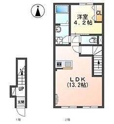 茅ヶ崎市本村2丁目アパート 1LDKの間取図画像