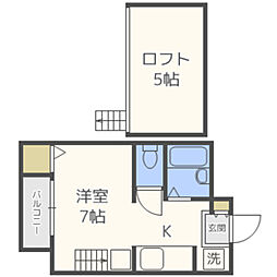 カサブランカ1 1Kの間取図画像