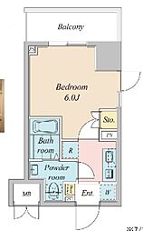 プラウドフラット神楽坂2 1Kの間取図画像