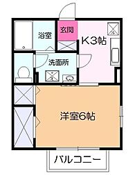 グランドリーフ 1Kの間取図画像