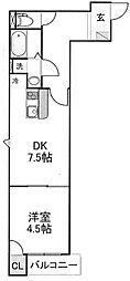 Yuu黒砂 1DKの間取図画像