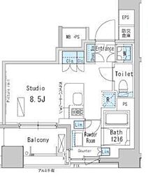 ParkAxis茅場町 ワンルームの間取図画像