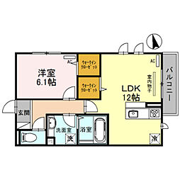 響 1LDKの間取図画像