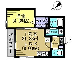 AJ馬橋5 1LDKの間取図画像