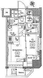 シーフォルム上野アジールコート 3階1DKの間取り