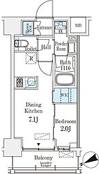 ベルファース八丁堀West 1DKの間取図画像